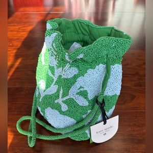 Kate Spade Green and White Beaded Mini Bag